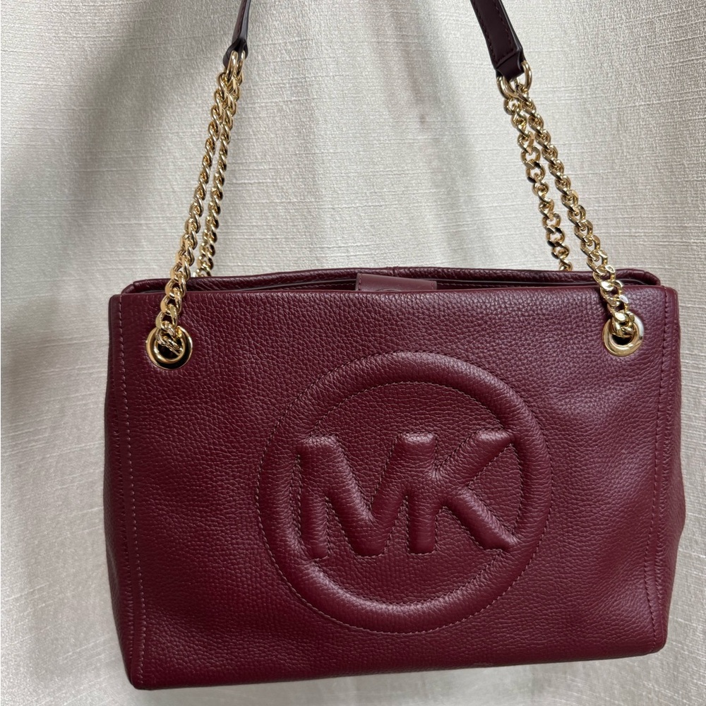 Michael Kors Burgundy Leather Shoulder Bag